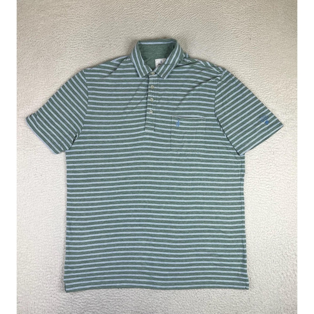 Johnnie-O Mens XL Green Stripe Hangin Out Forest Highlands‎ Golf Polo Shirt